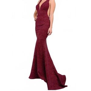 Jovani Dress | Deep Red Mermaid Sparkle Dress